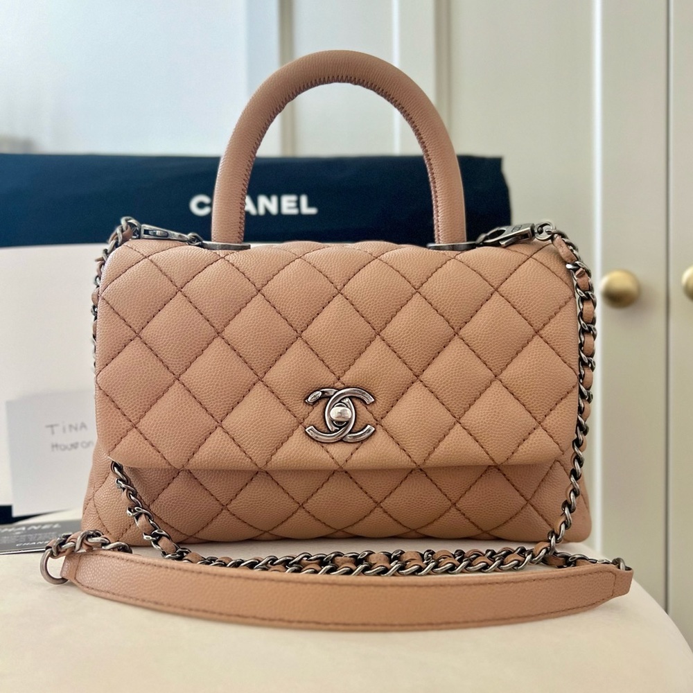 Chanel Coco Handle Small Caviar in Caramel with Rustic Hardware